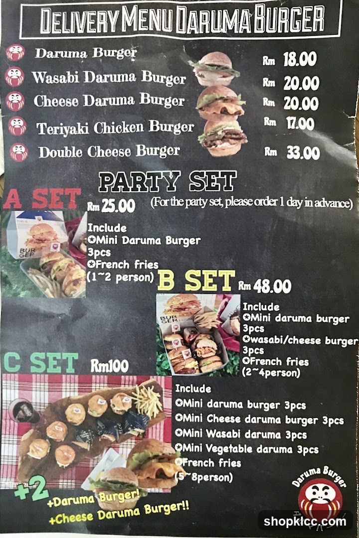 DELIVERY MENU DARUMA BURGER