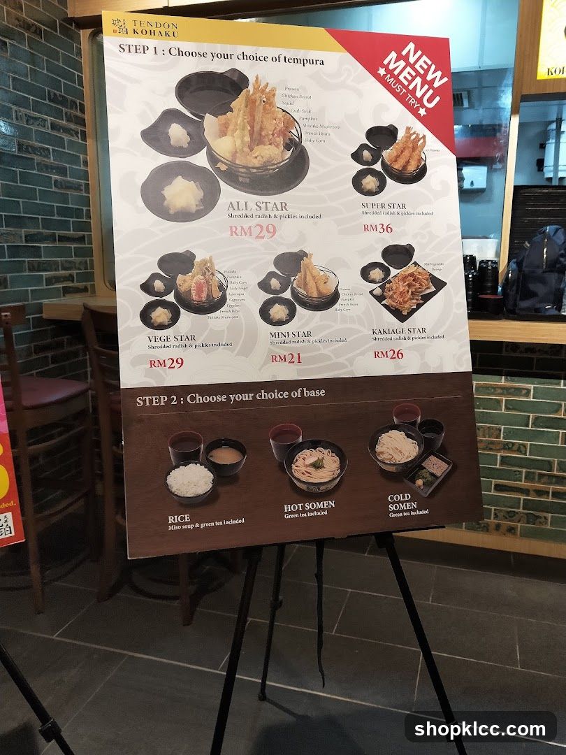 Tendon Kohaku Menu