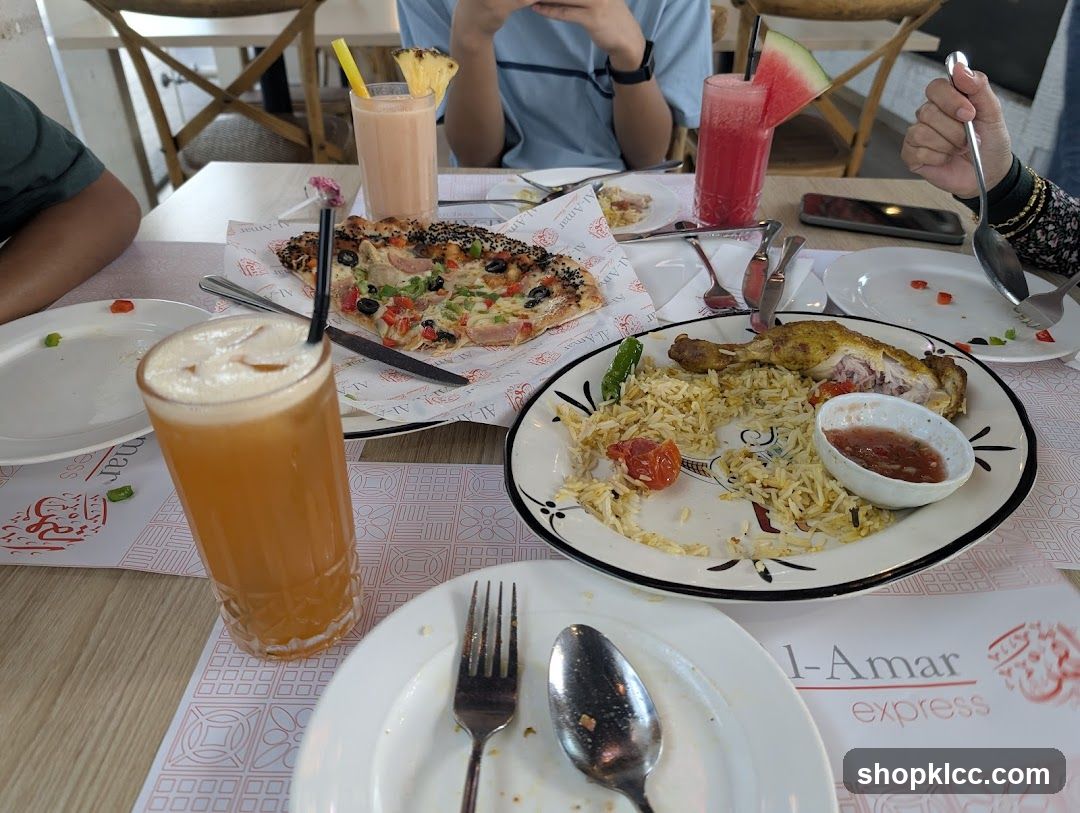 Table with food and drinks