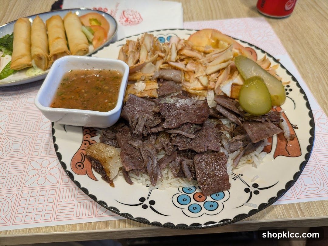 Doner Platter with Spring Rolls