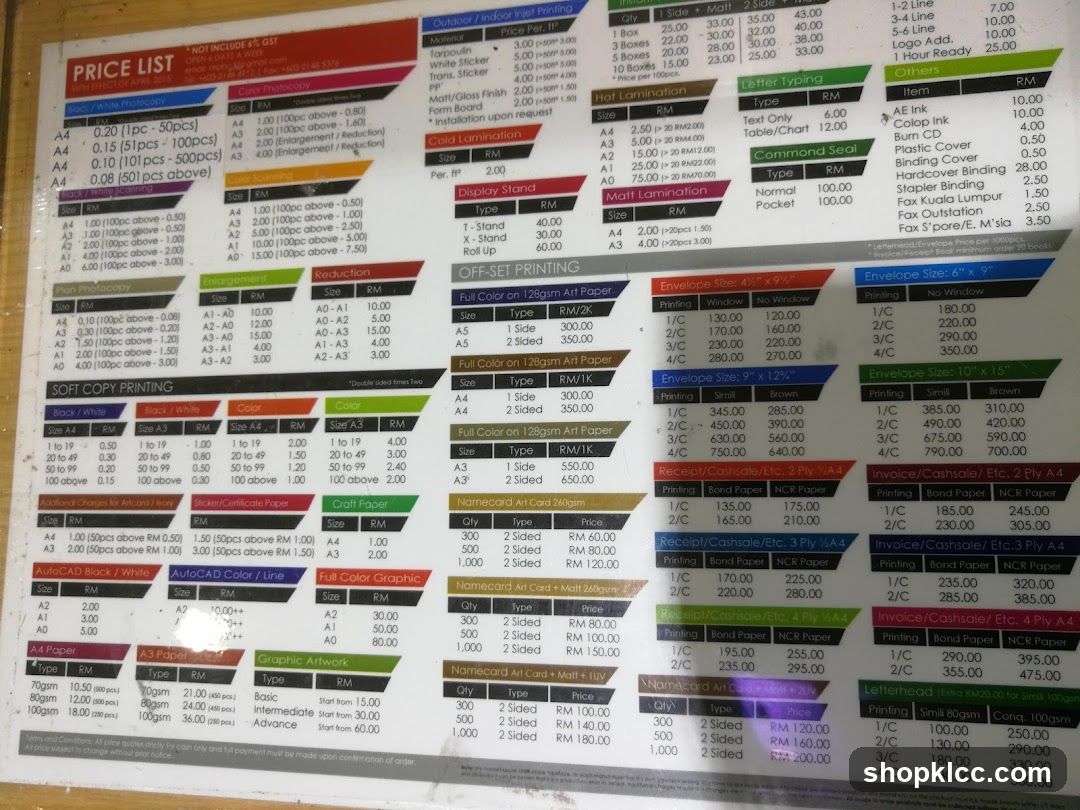 Price List