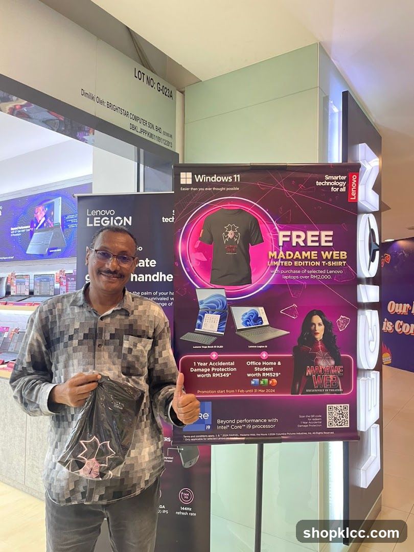 Man with Lenovo promotion poster
