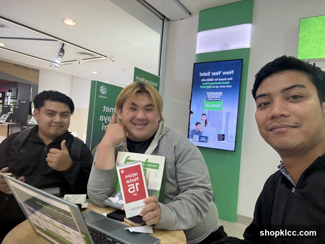 Three men in a store