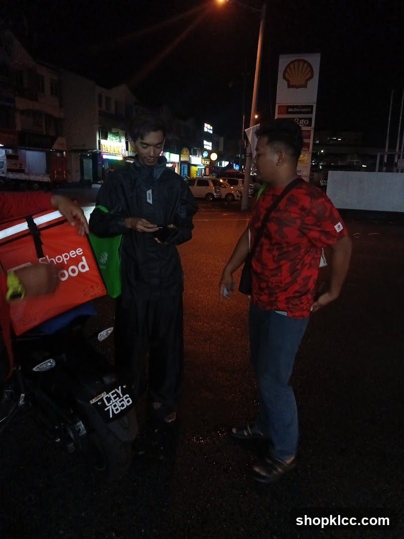 Delivery personnel at night