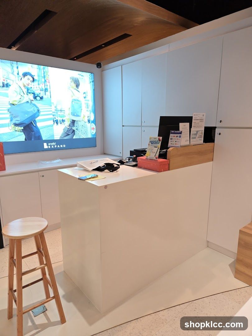 Store interior with display and counter