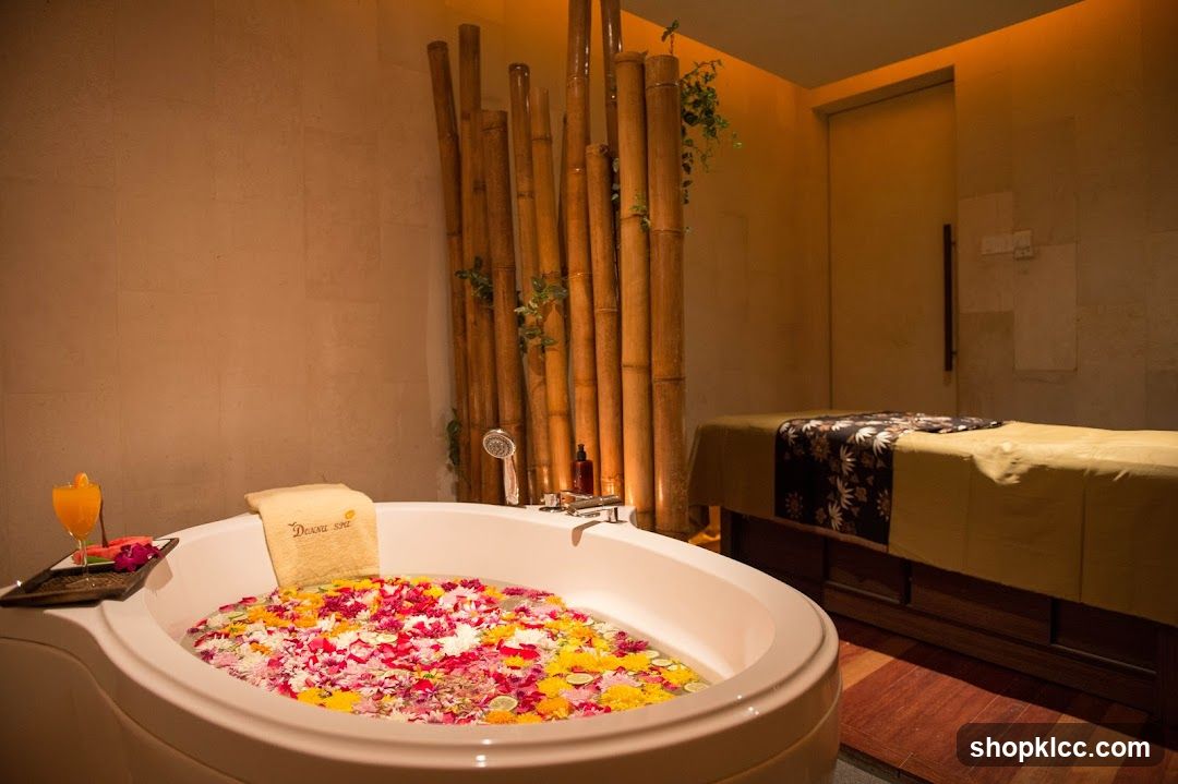 Spa Room with Bathtub and Massage Table