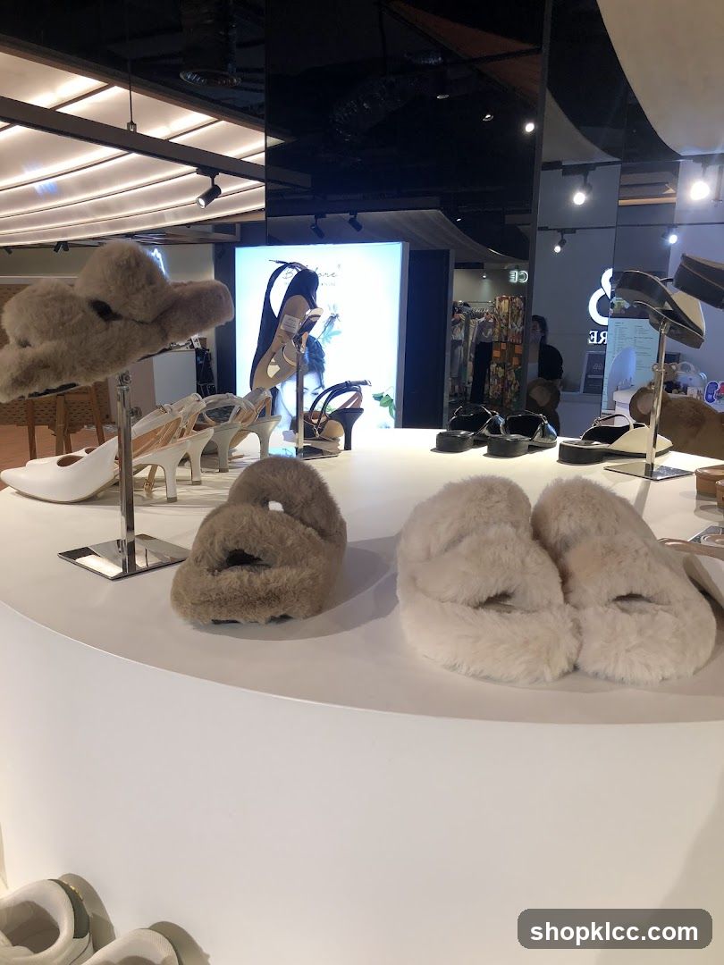 Fuzzy Slippers and Heels Display