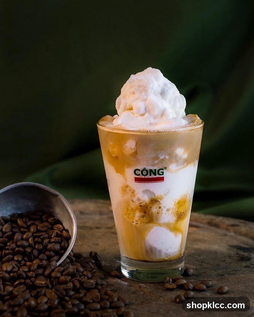 Iced Coffee Drink with Cream and Coffee Beans