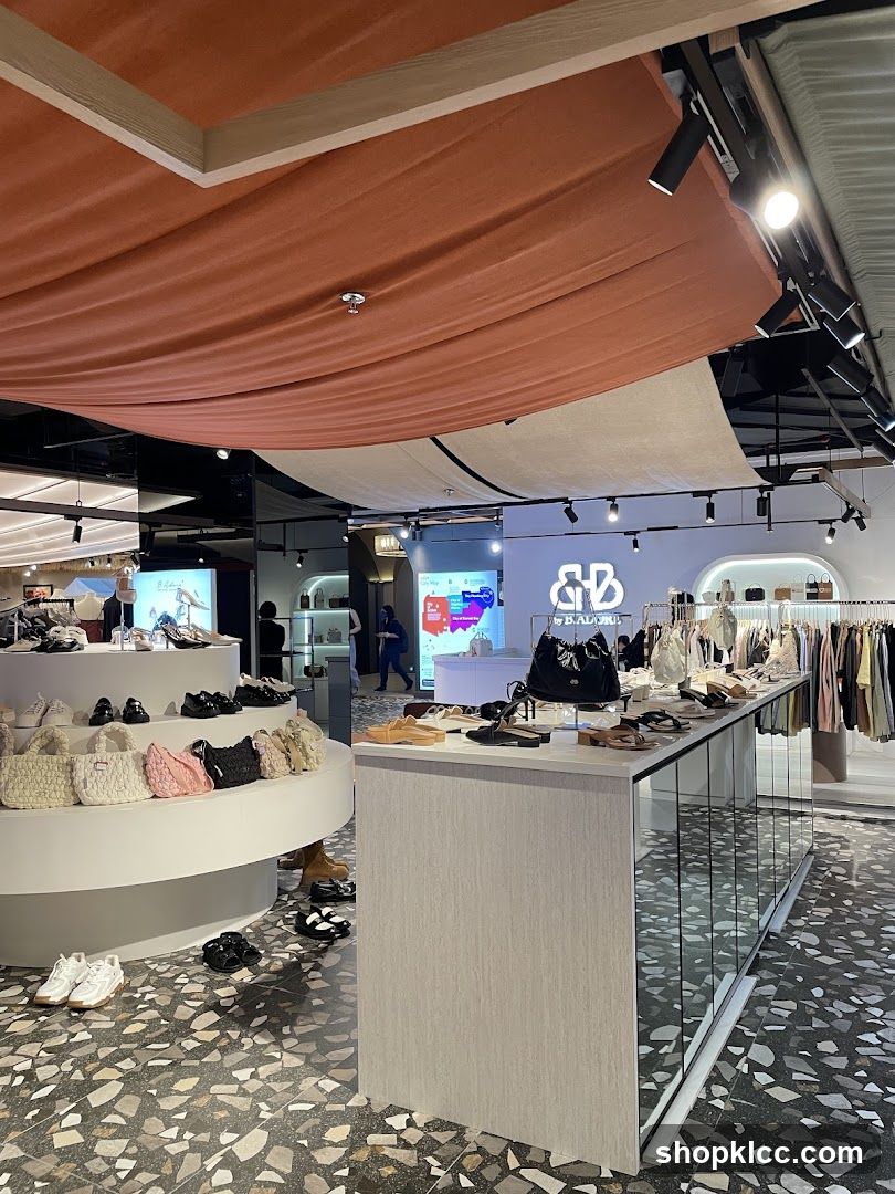 Fashion store interior with shoes and bags