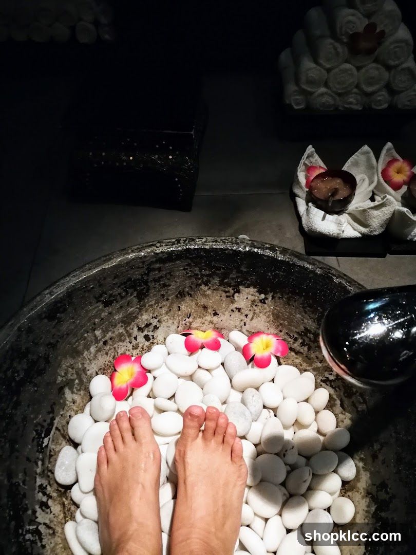 Foot Soak with Stones and Flowers