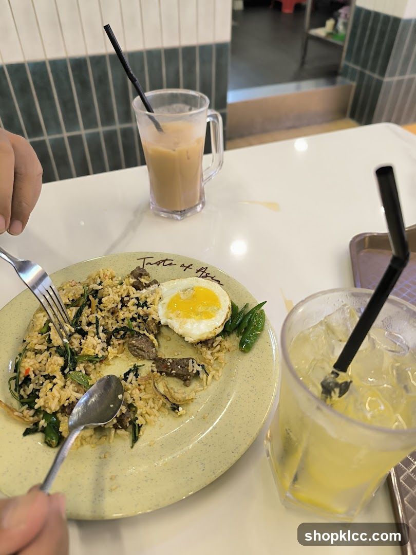 Fried Rice with Egg and Drinks