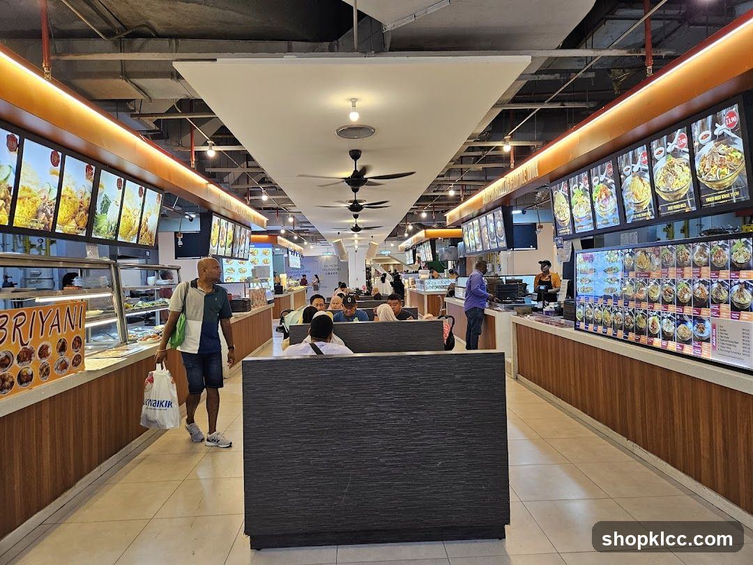 Food court with multiple food stalls