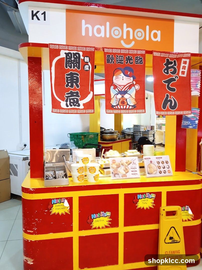 Food stall with Japanese and Korean items