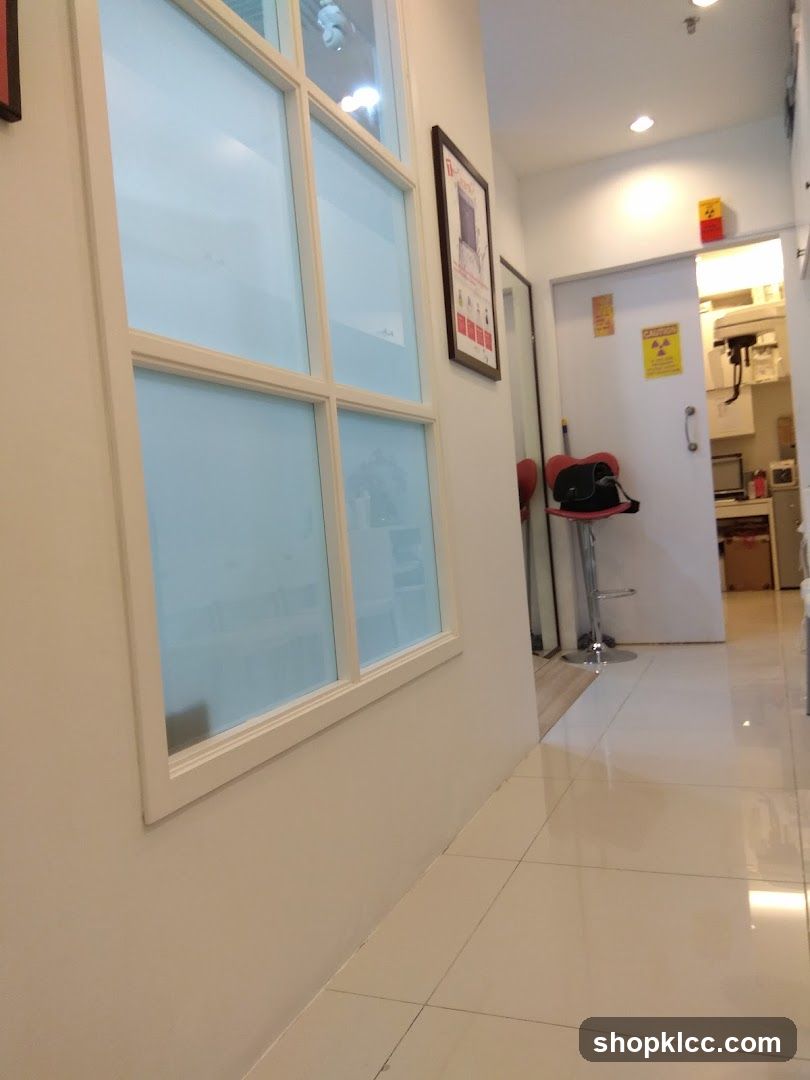 Interior hallway with frosted window and doorway