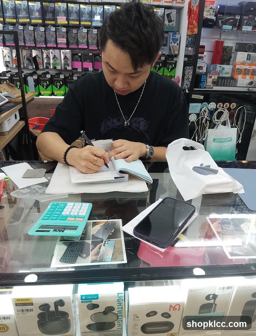 Man working at a counter