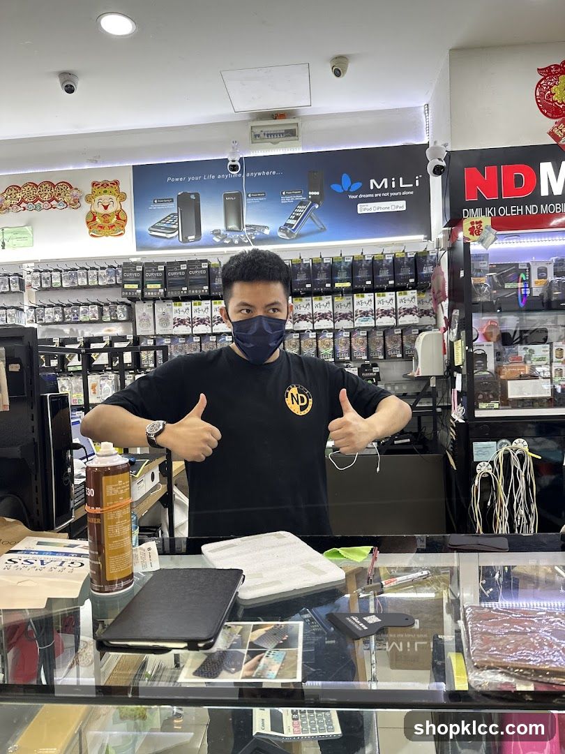 Man in a store with accessories