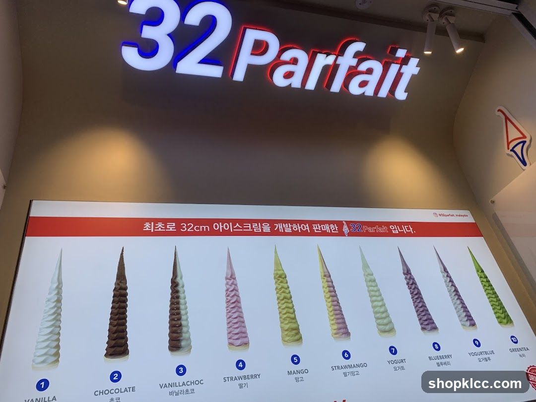 32 Parfait Ice Cream Menu