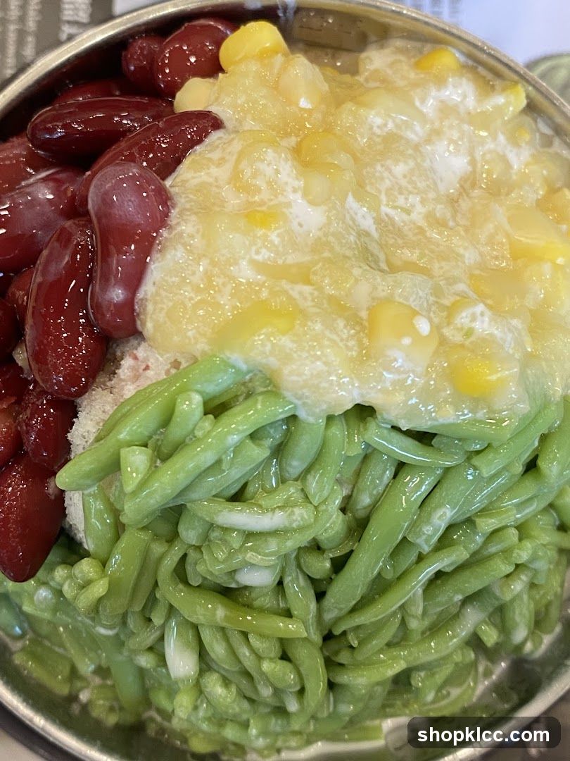 Dessert with Red Beans, Corn, and Green Jelly