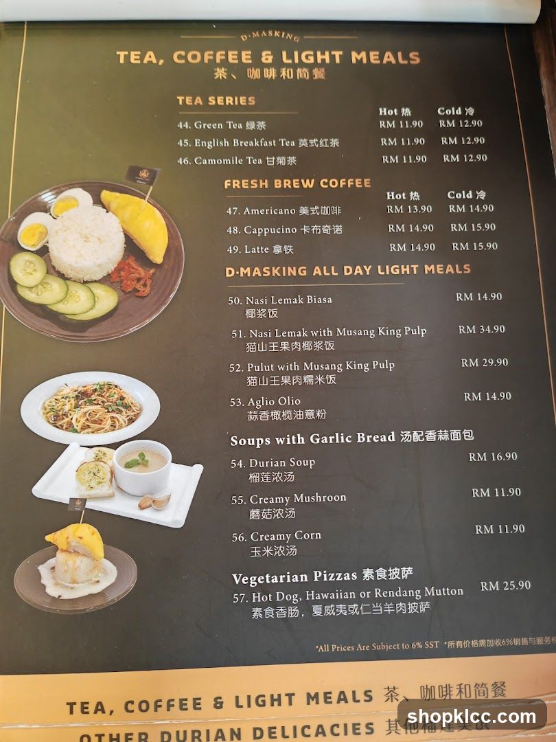 TEA, COFFEE & LIGHT MEALS