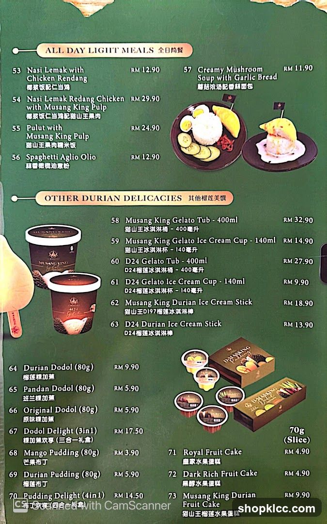 ALL DAY LIGHT MEALS & OTHER DURIAN DELICACIES