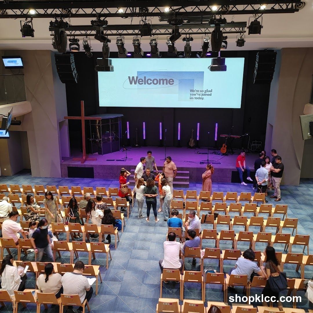 People gathered in a church auditorium