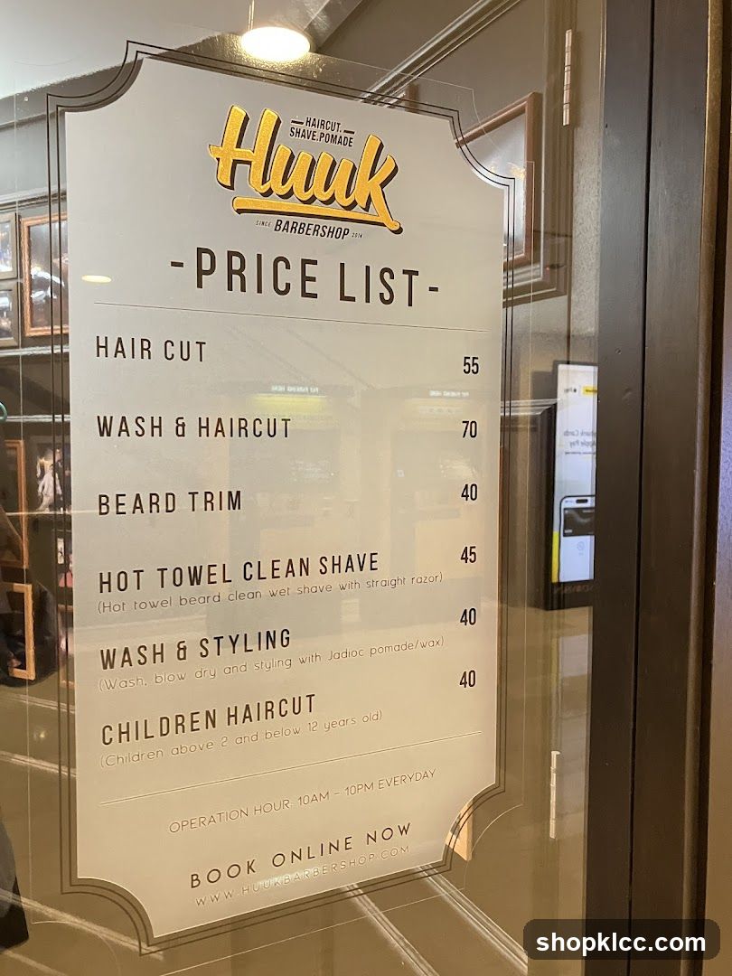 Huuk Barbershop Price List