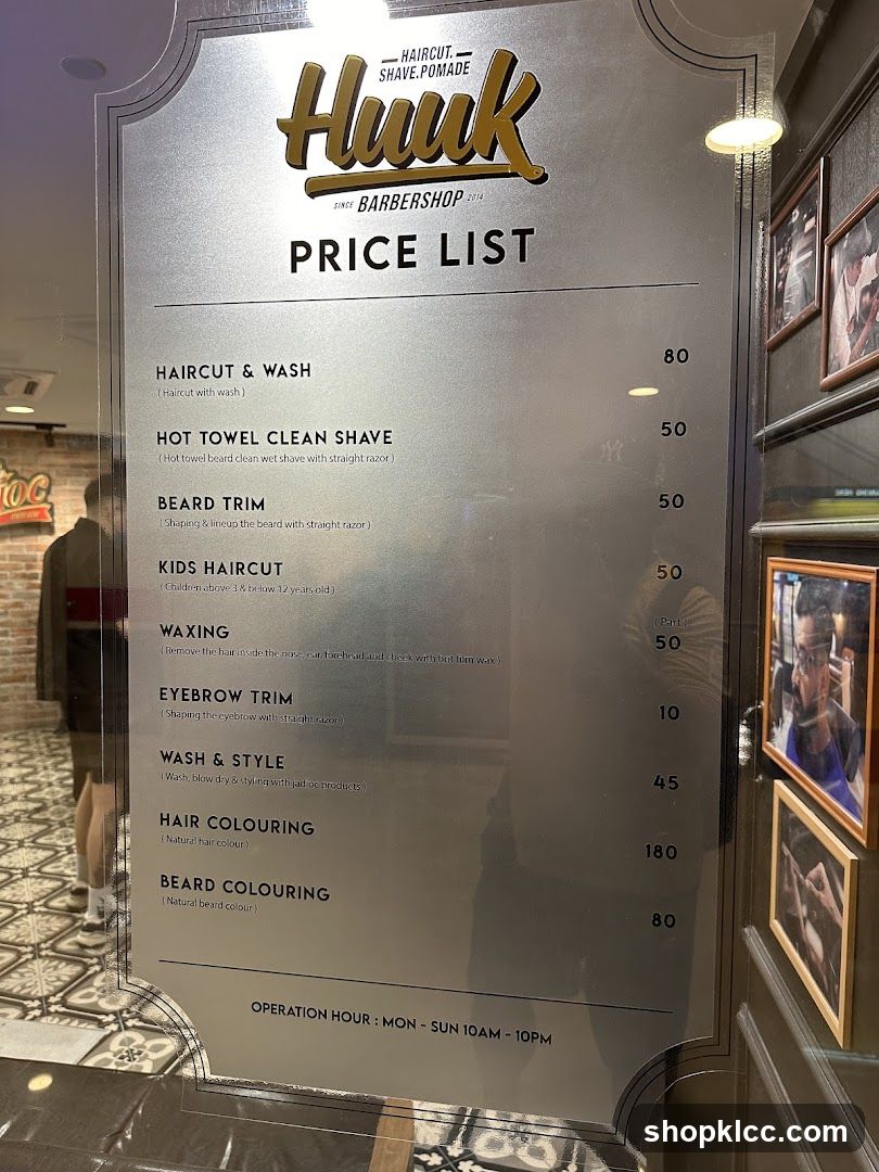 Huuk Barbershop Price List