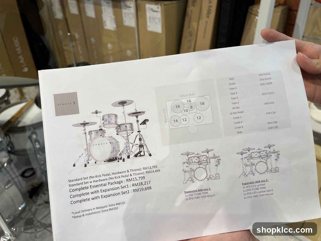 EFNOTE 5 Drum Set Information Sheet
