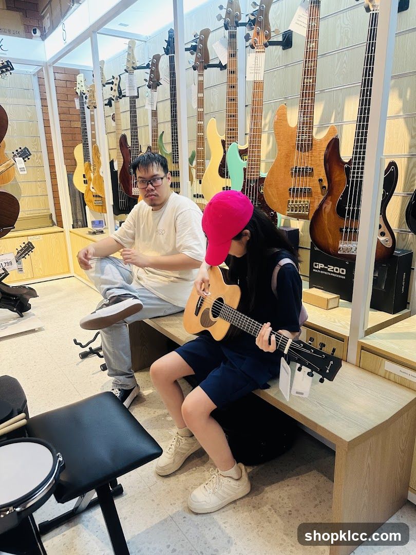 People in a Guitar Store