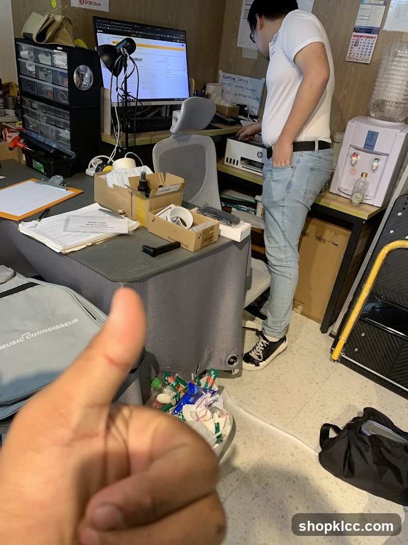 Workspace with computer and printer