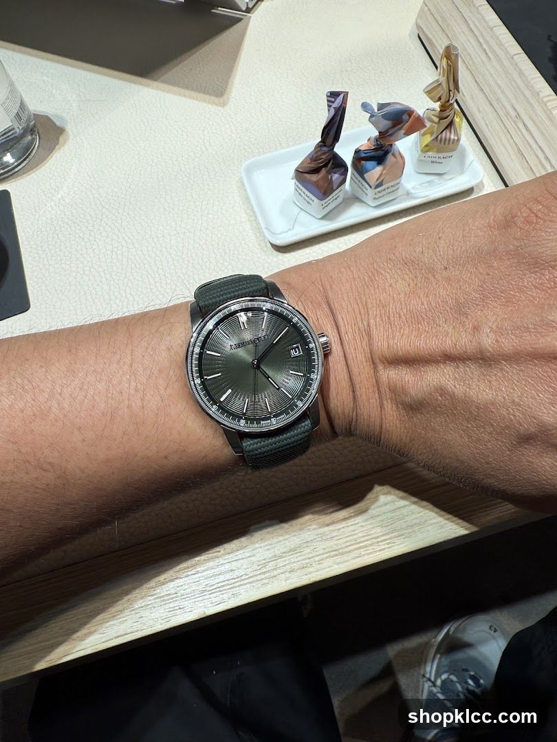 Watch on wrist with chocolates