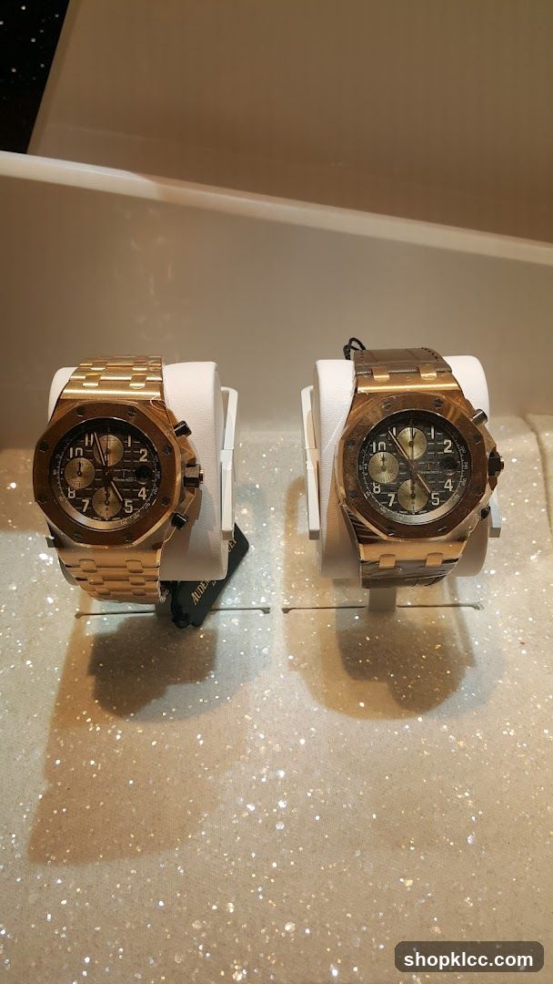 Two luxury watches on display