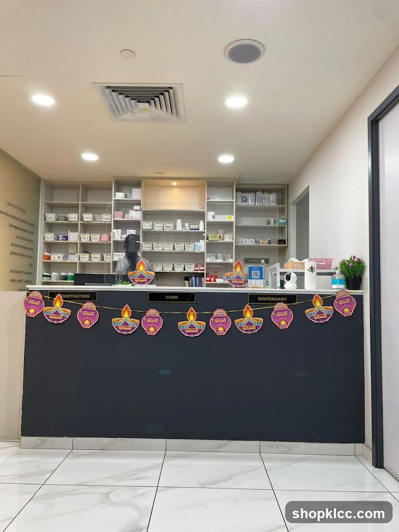 Pharmacy Counter with Diwali Decorations