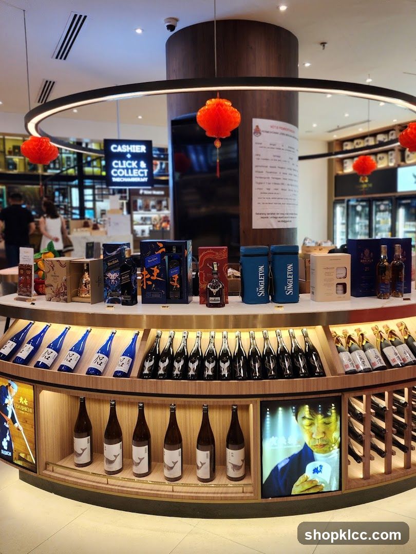 Alcohol display with Chinese New Year decorations