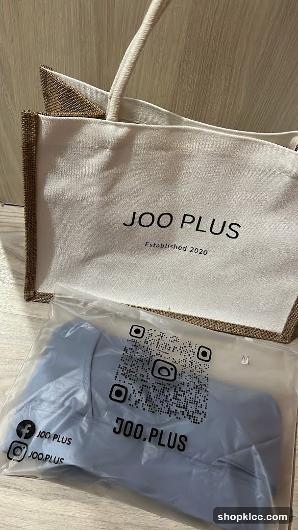 Joo Plus Tote Bag and Packaged Clothing