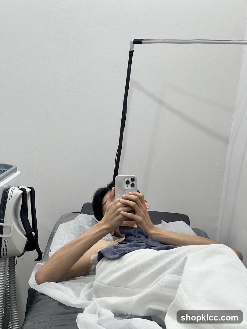 Person taking a selfie in a treatment room