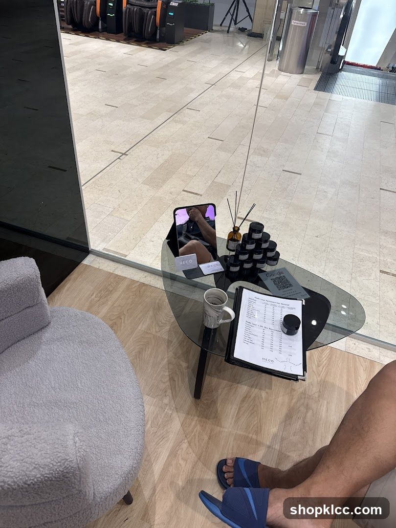Waiting Area with Menu and Products