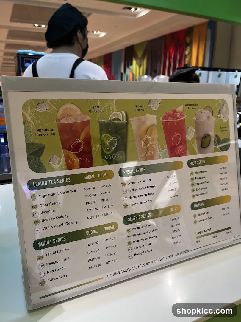 CYOU Lemon Tea Menu