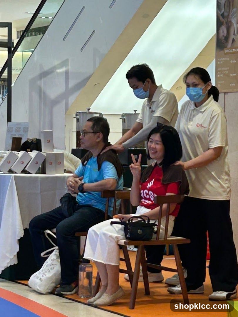 People receiving head massages