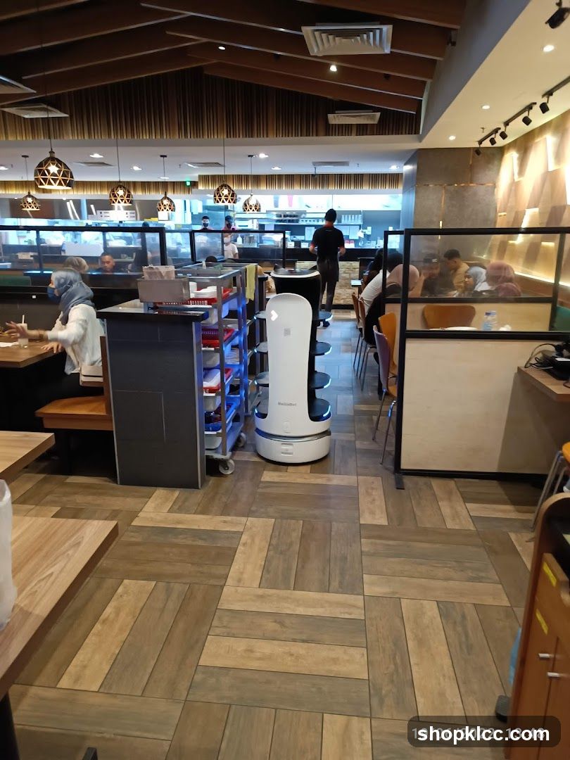 Restaurant Interior with Robotic Server