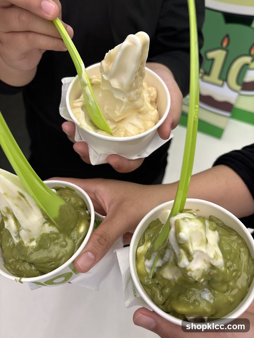 Three cups of frozen yogurt