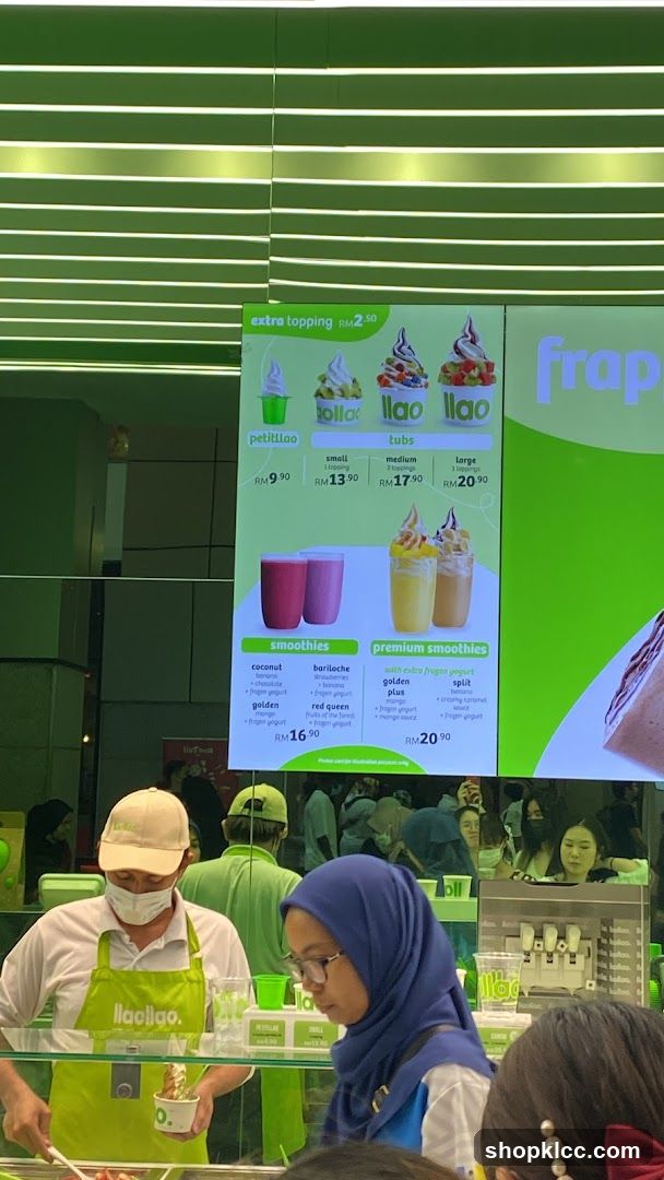 Llaollao Menu