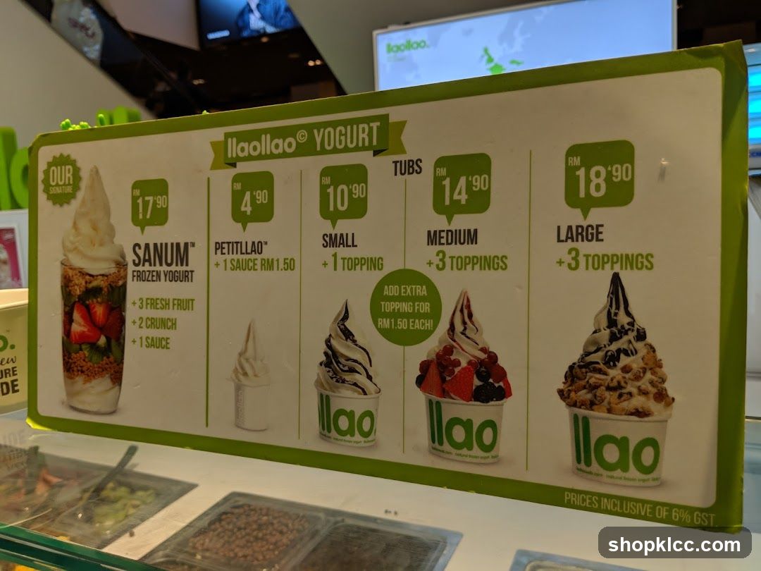 Ilaollao Yogurt Menu