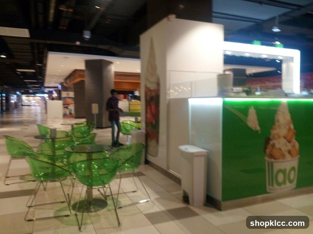 Dessert shop counter with seating