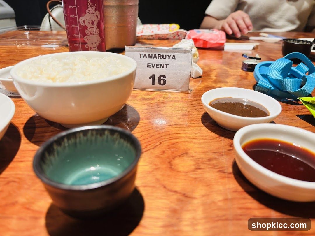 Table Setting with Rice and Sauces