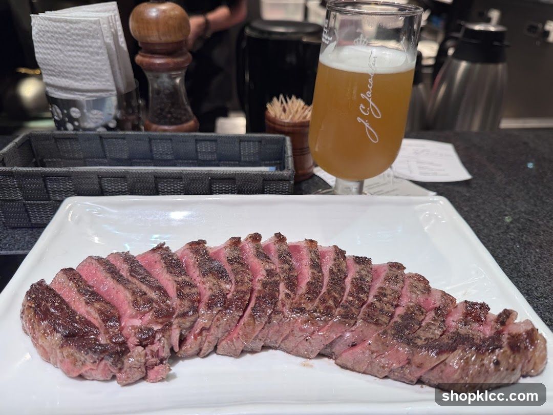 Sliced Steak and Beer
