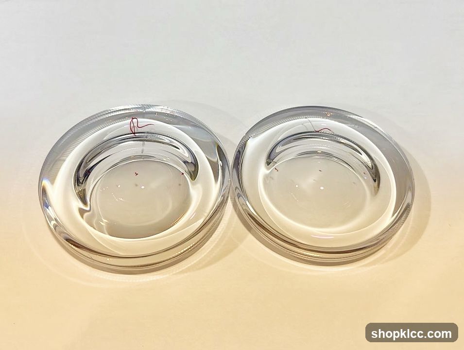 Two clear glass coasters