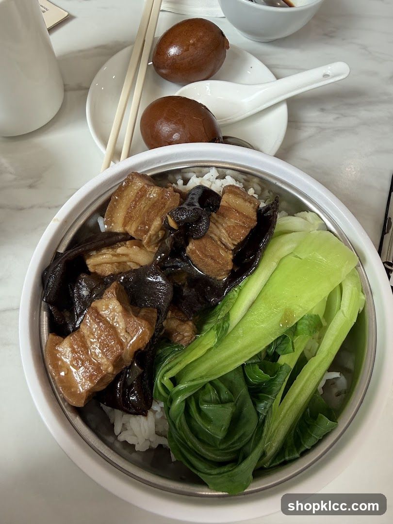 Braised Pork Belly with Rice and Bok Choy