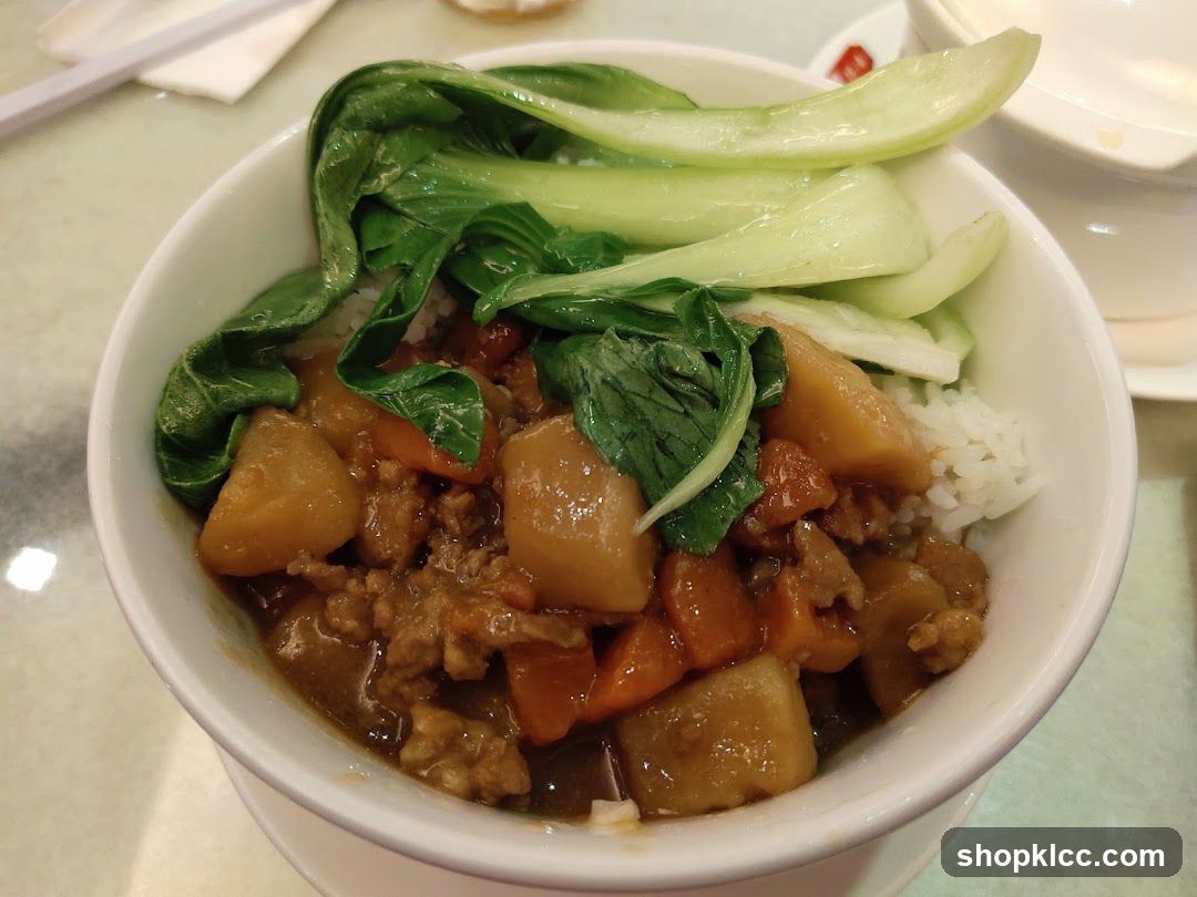 Minced Pork Curry Rice with Bok Choy