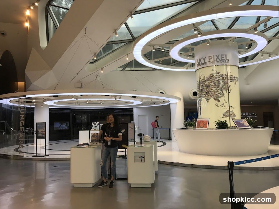 Modern interior with a central display